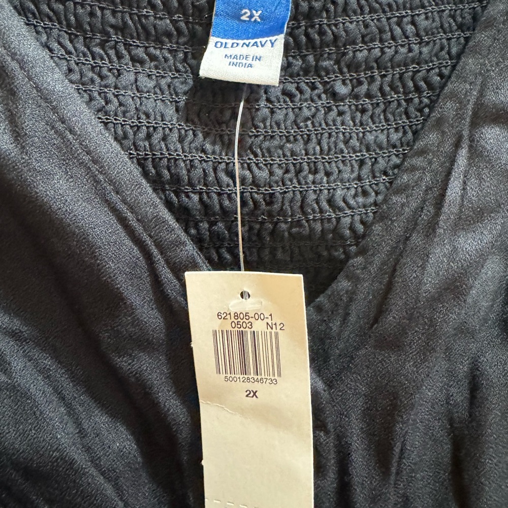 Old Navy Black Button Down Crepe Midi Dress - Picture 2 of 4